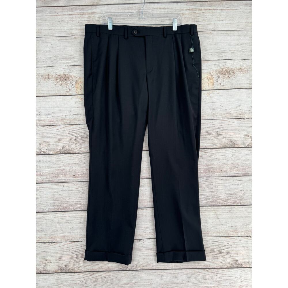 Lauren Ralph Lauren UltraFlex Wool Classic Fit Dress Pants Mens 38x30 Black NEW